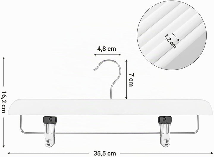 SONGMICS Rockbügel, 8er Set, Hosenbügel aus Massivholz, mit rutschfesten Clips, für Hosen, Shorts un