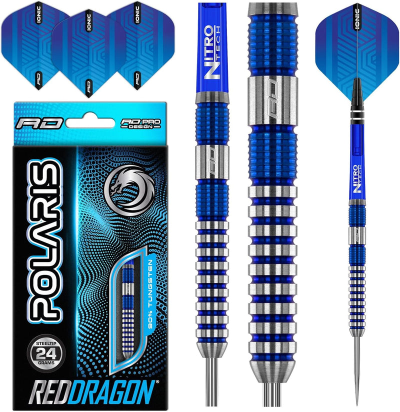 RED DRAGON Polaris Wolfram Professional Darts Set mit Flights and Nitrotech Shafts (Stems) 24.0 Gram