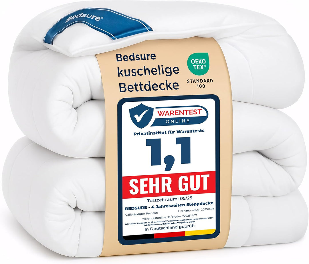 BEDSURE Bettdecke 135x200 Ganzjahresdecke 4 Jahreszeiten, Steppdecke für Allergiker 300GSM Duvet 135