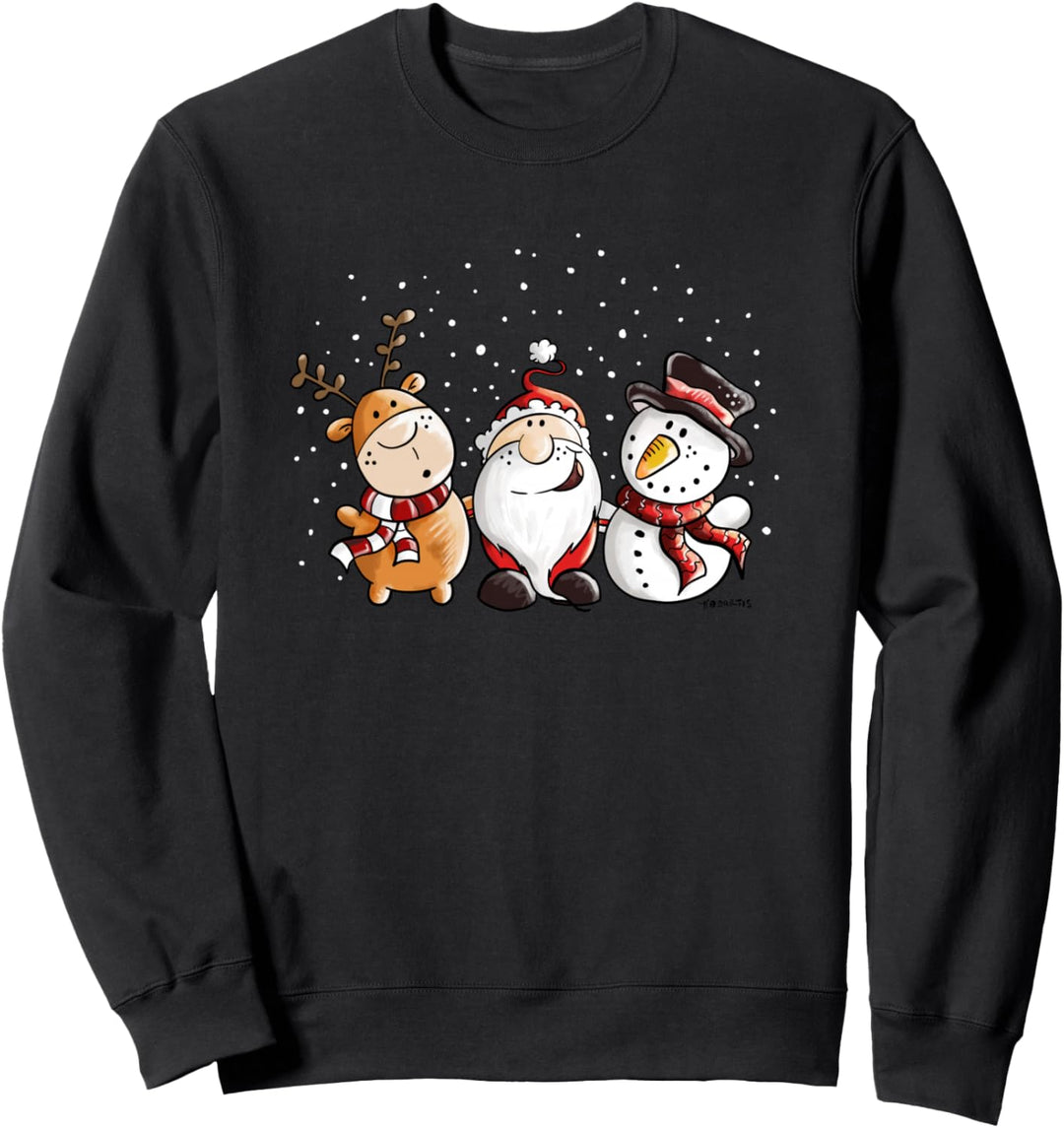Nikolaus Rentier und Schneemann im Schnee I Weihnachten Sweatshirt