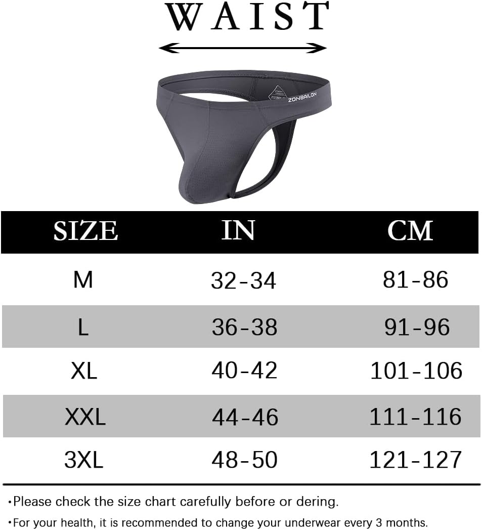 Herren String Tanga with Beutel Sexy Unterwäsche für Mann Thong Herren-Strings Dunkelgrauschwarz L,