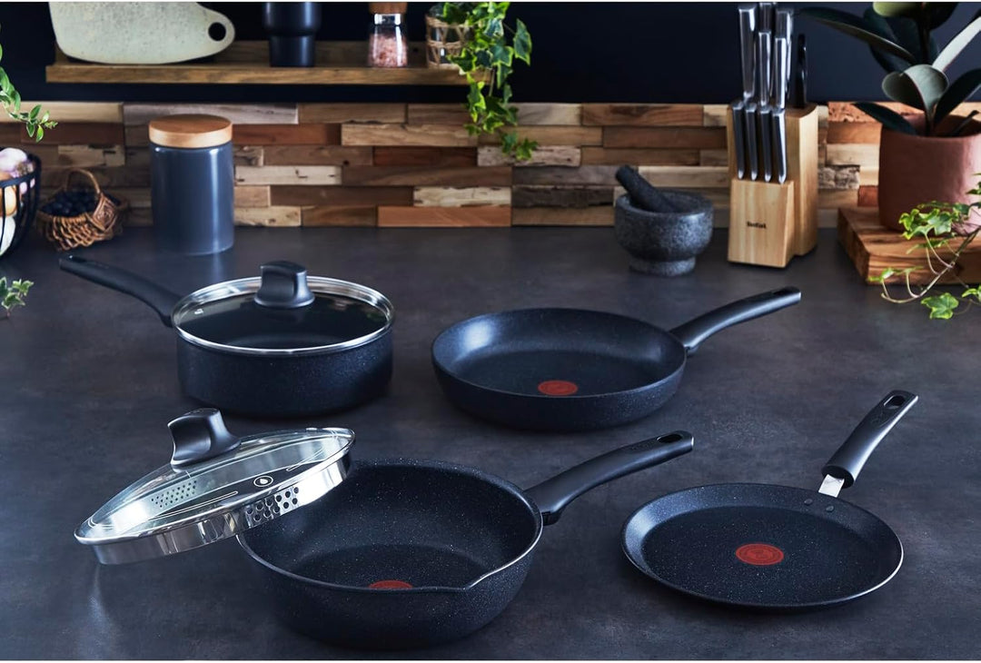 Tefal G28119 Black Stone Wokpfanne 28 cm | Mineralia+ Antihaftversiegelung | sicher | Thermo-Signal