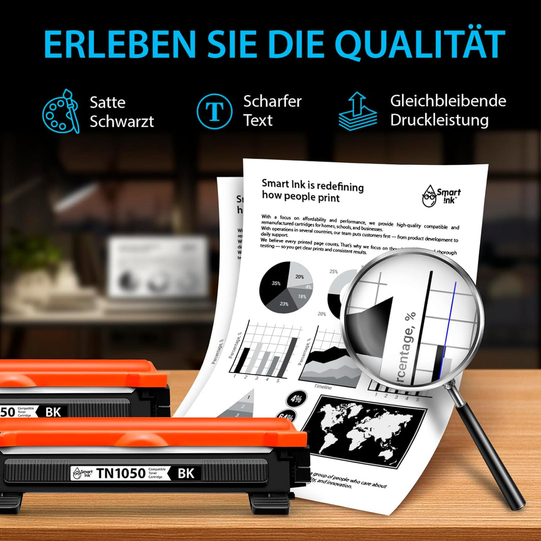 Smart Ink kompatible Tonerkartusche als Ersatz für Brother TN1050 TN-1050 TN 1050 (2 Schwarz Multipa