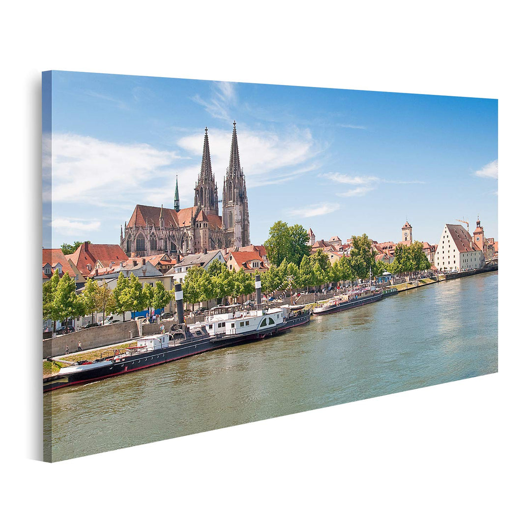 islandburner Bild auf Leinwand Regensburg Dom Donau Deutschland Bilder Wandbilder Poster Leinwand 10