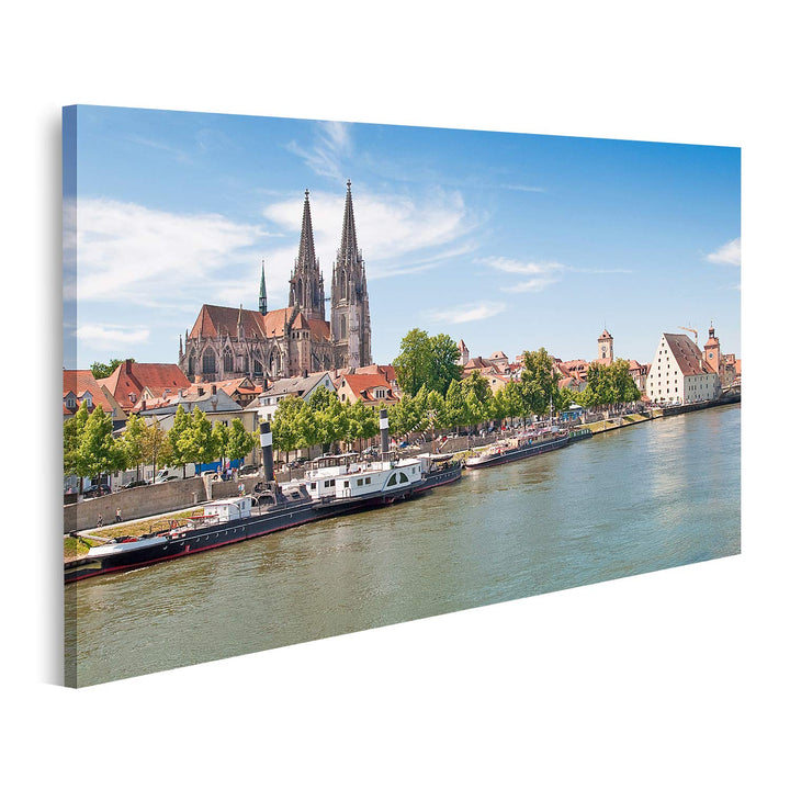 islandburner Bild auf Leinwand Regensburg Dom Donau Deutschland Bilder Wandbilder Poster Leinwand 10