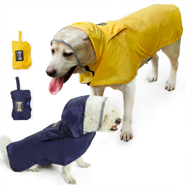 Regenjacke für Hunde, Wasserdichter Hundemantel mit Kapuze，Hundemantel Einstellbar für Kleine, Mitte