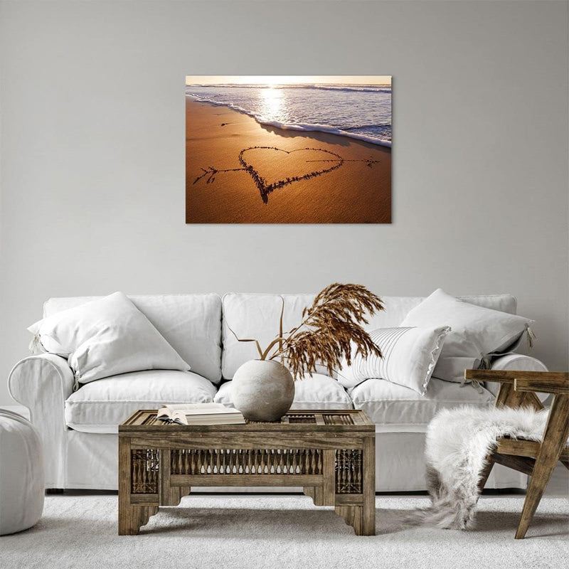 ARTTOR Bilder auf Leinwand Sommer Meer Sand Strand Leinwandbild 70x50cm Wandbilder Dekoration Wohnzi