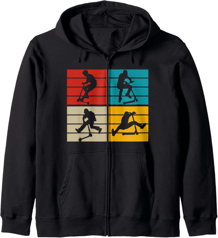 Stunt Scooter Roller Retro Tretroller Jungen Kinder Kapuzenjacke