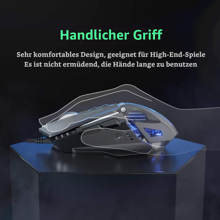 Gaming Maus RGB LED PC Maus Kabel, 7200 DPI Einstellbarer Anpassbare Gewichte Gaming Mäuse Gewichtst