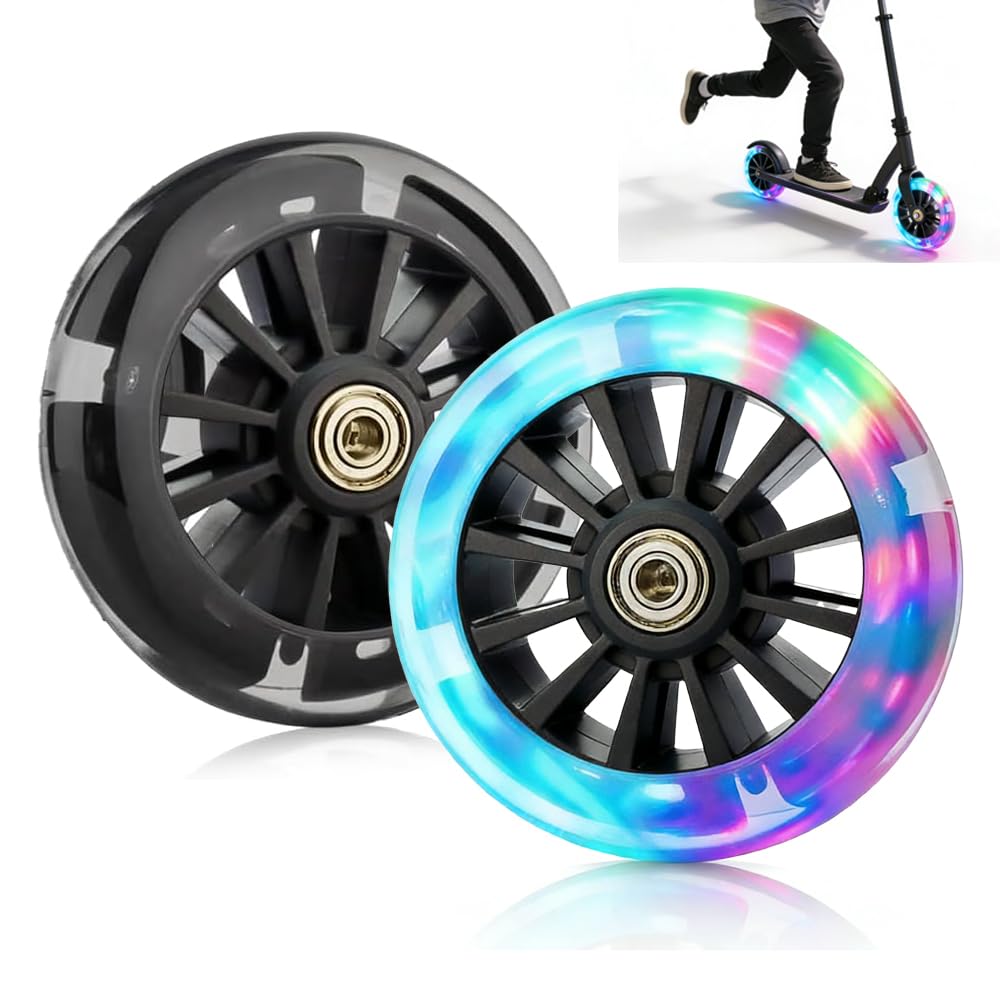 Leuchtende Stunt Scooter Räder 120 mm,2 Stück Stunt Scooter Reifen mit LED-Blinklicht,Leuchtende Stu