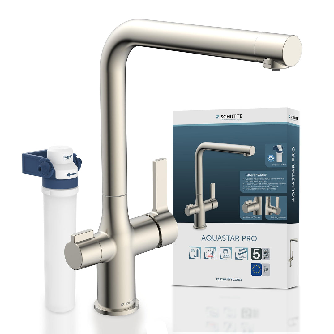 SCHÜTTE 99805 AQUASTAR PRO Trinkwasser-Spültischarmatur mit Filtersystem, 3 Wege Küchenarmatur, Küch
