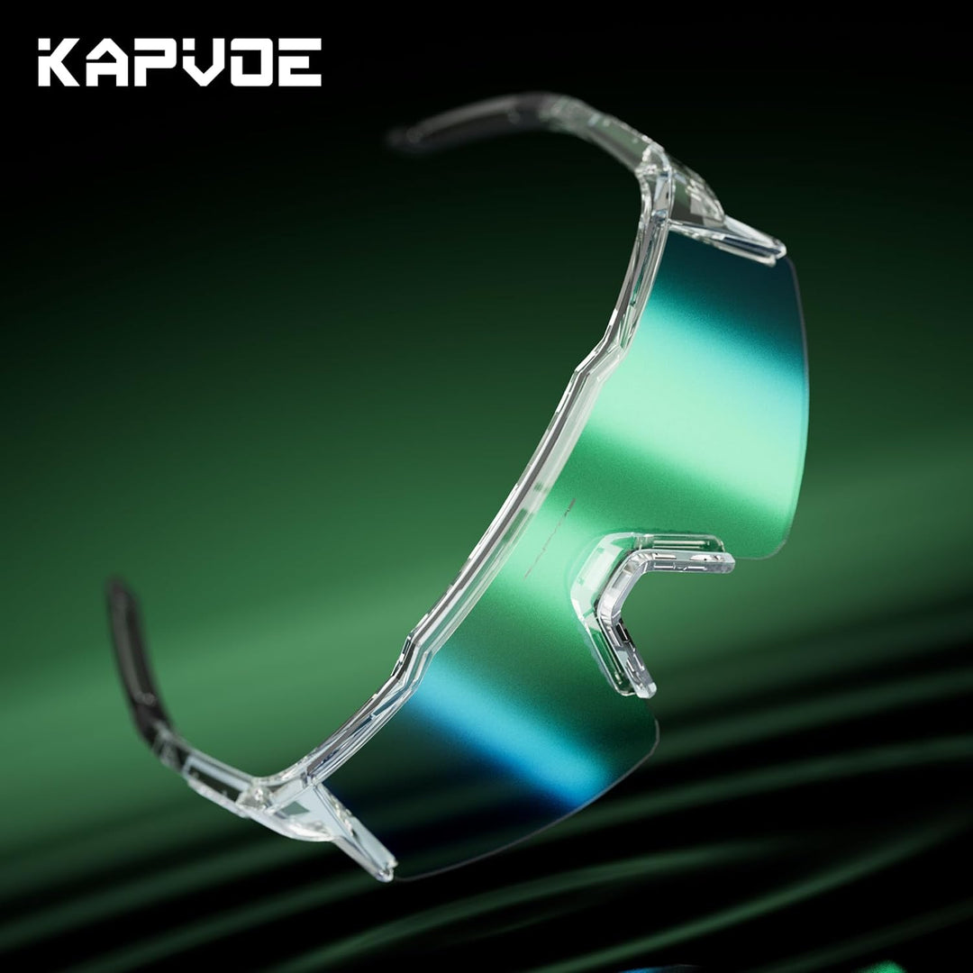 KAPVOE Photochromatische Selbsttönend Fahrradbrille TR90 Rahmen für Herren Damen Jungen Mädchen Klar