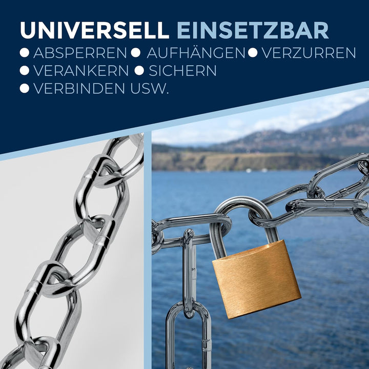 Edelstahlkette Meterware V4A Edelstahl Kette Metall langgliedrig am Stück A4 Ankerkette DIN5685 Glie