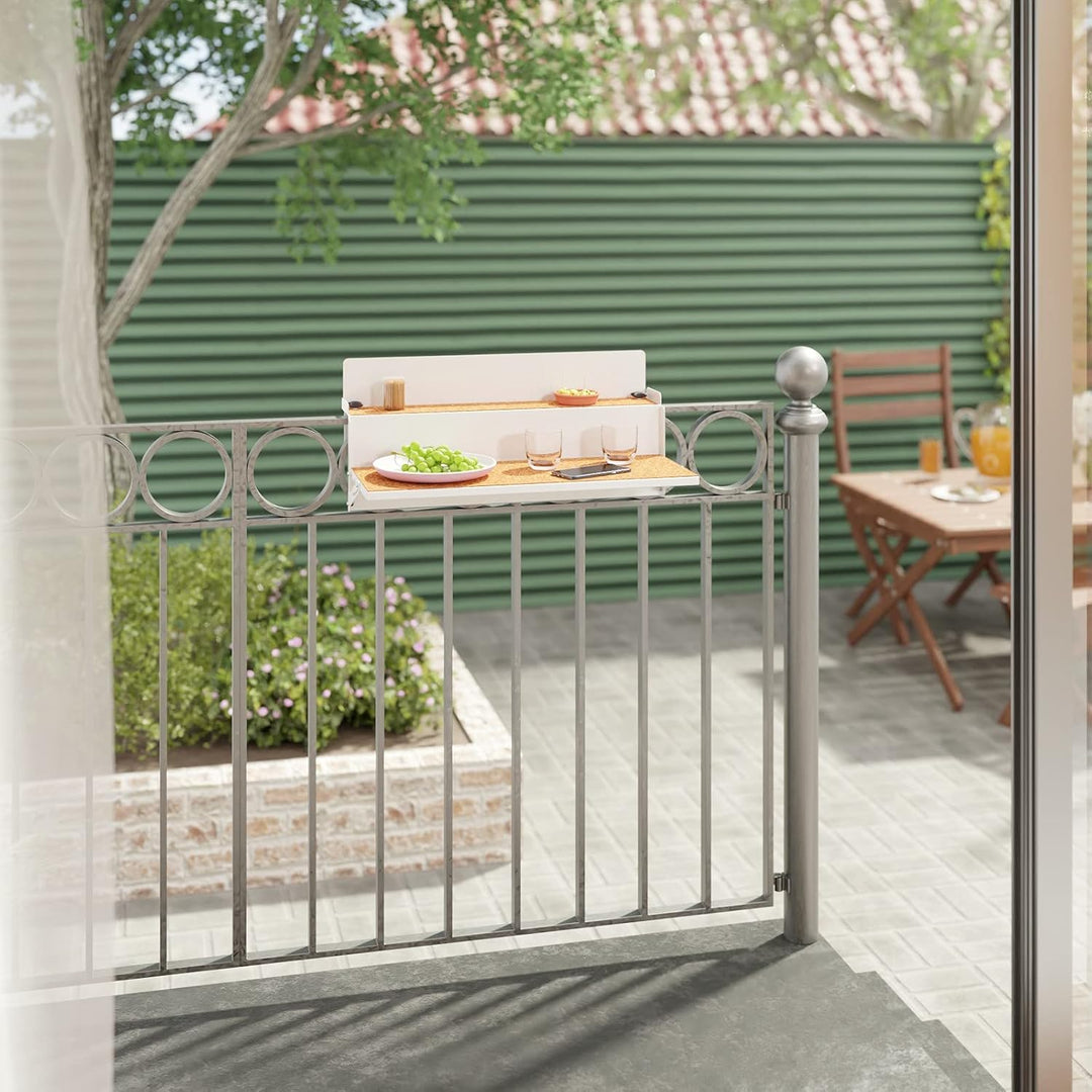 LEVIRA Beistelltische, Balkonhängetisch Klappbar, Balkontisch Hängetisch ForFun, 64 x 35 x 29 - Weis