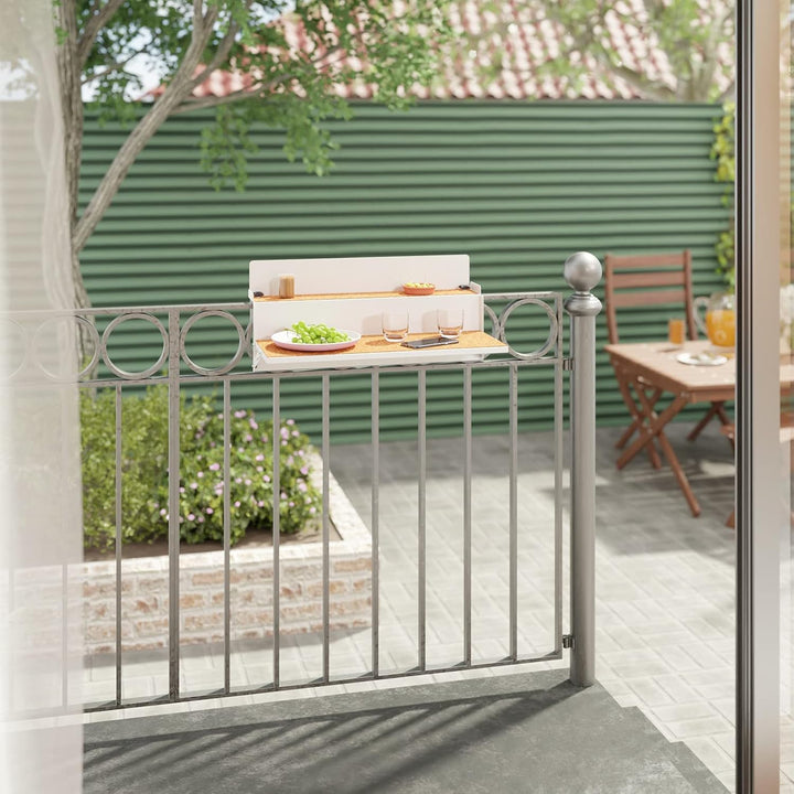 LEVIRA Beistelltische, Balkonhängetisch Klappbar, Balkontisch Hängetisch ForFun, 64 x 35 x 29 - Weis