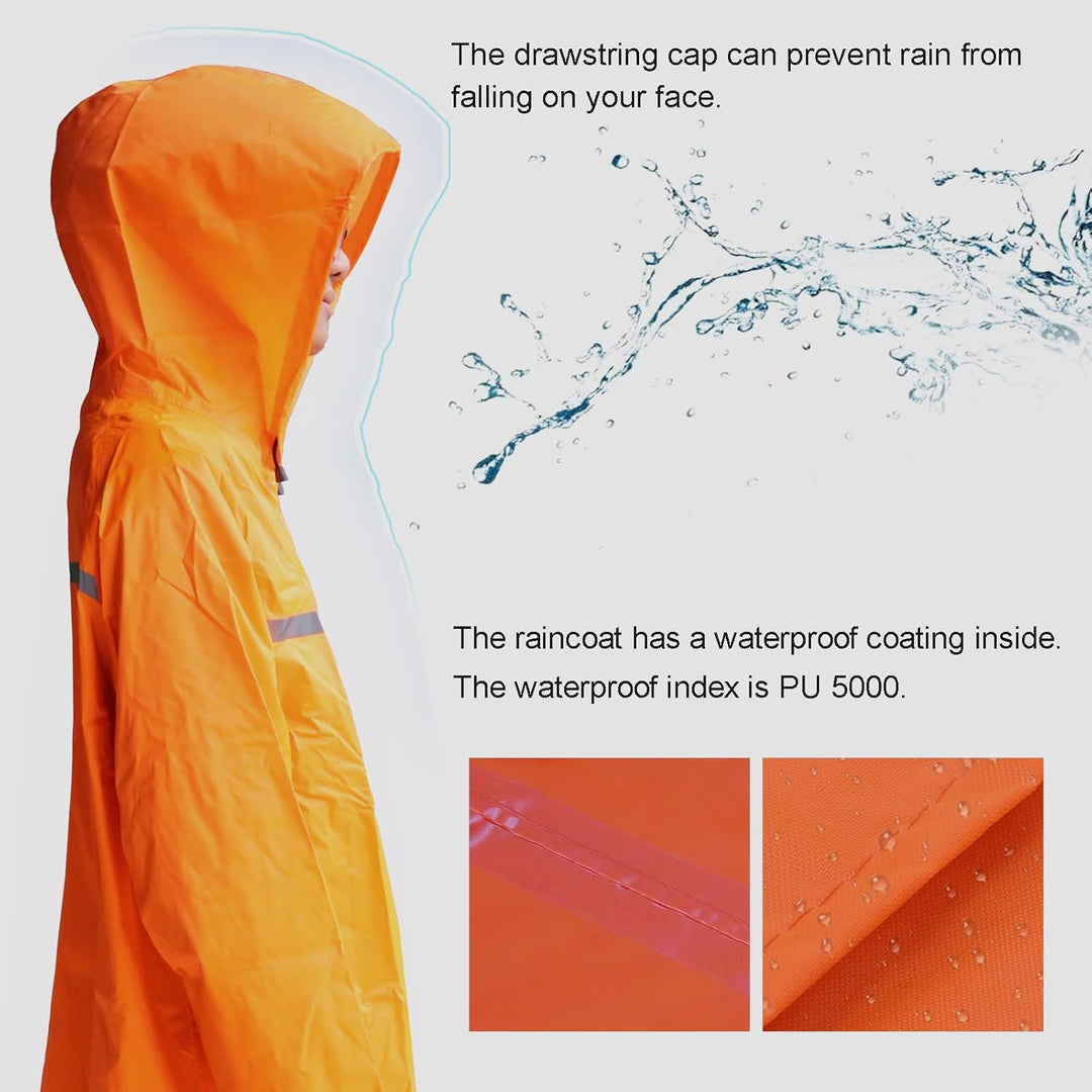 ioutdoor Regenmantel 100% Wasserdicht, der Extra Lange Regenschutz mit Taschen/Reflexstreifen/Kordel