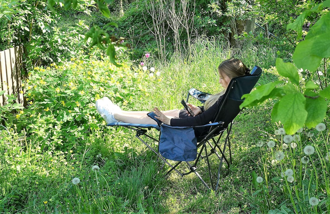 Faltbarer Camping Stuhl/Relax Liegesessel Bonnie Q” (Blau), Blau