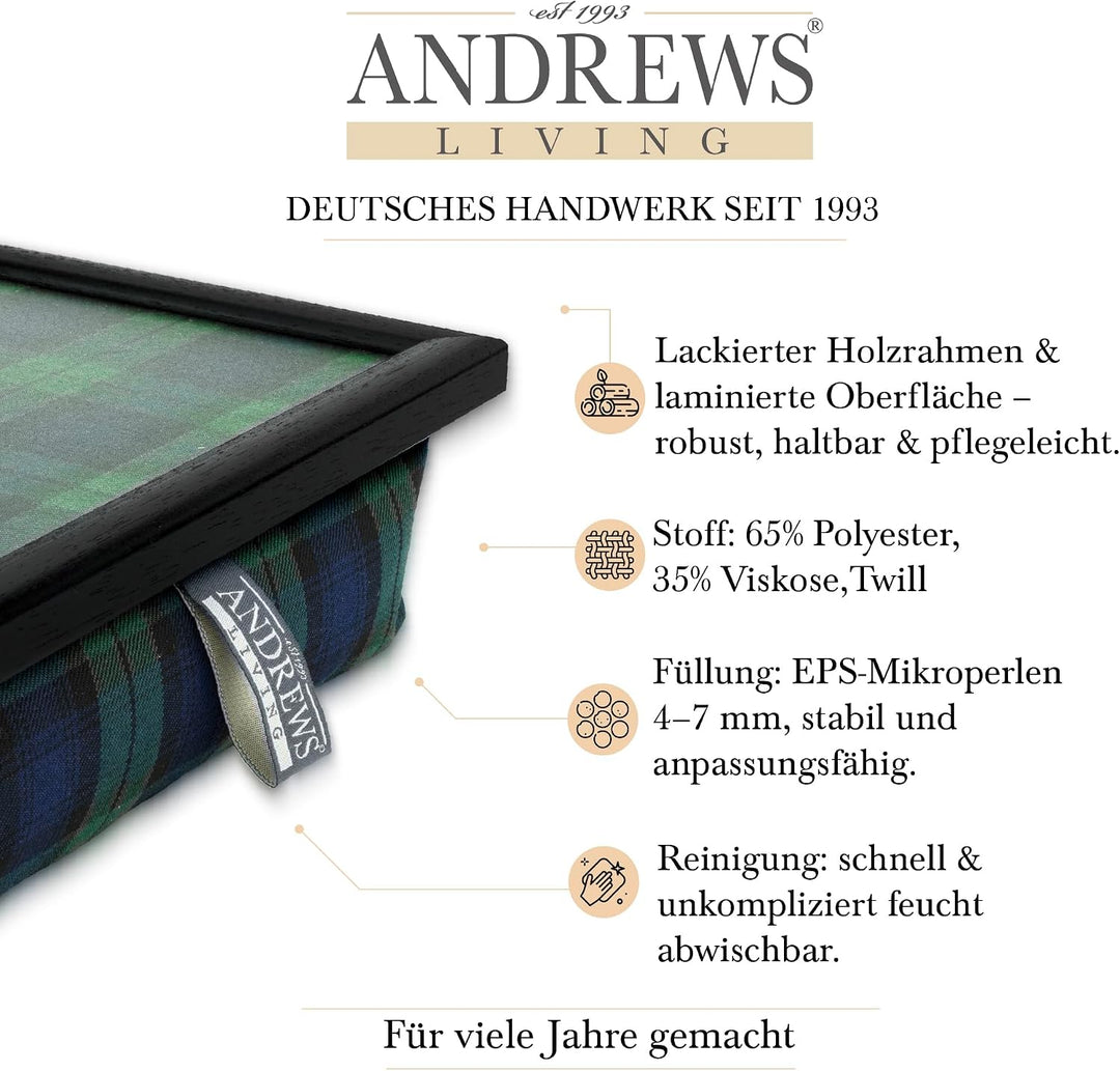 Andrews Living Kariertes Knietablett: Allover-Schottenkaro (Blackwatch) Blackwatch 1 Stück (1er Pack