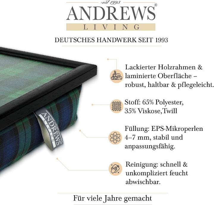 Andrews Living Kariertes Knietablett: Allover-Schottenkaro (Blackwatch) Blackwatch 1 Stück (1er Pack