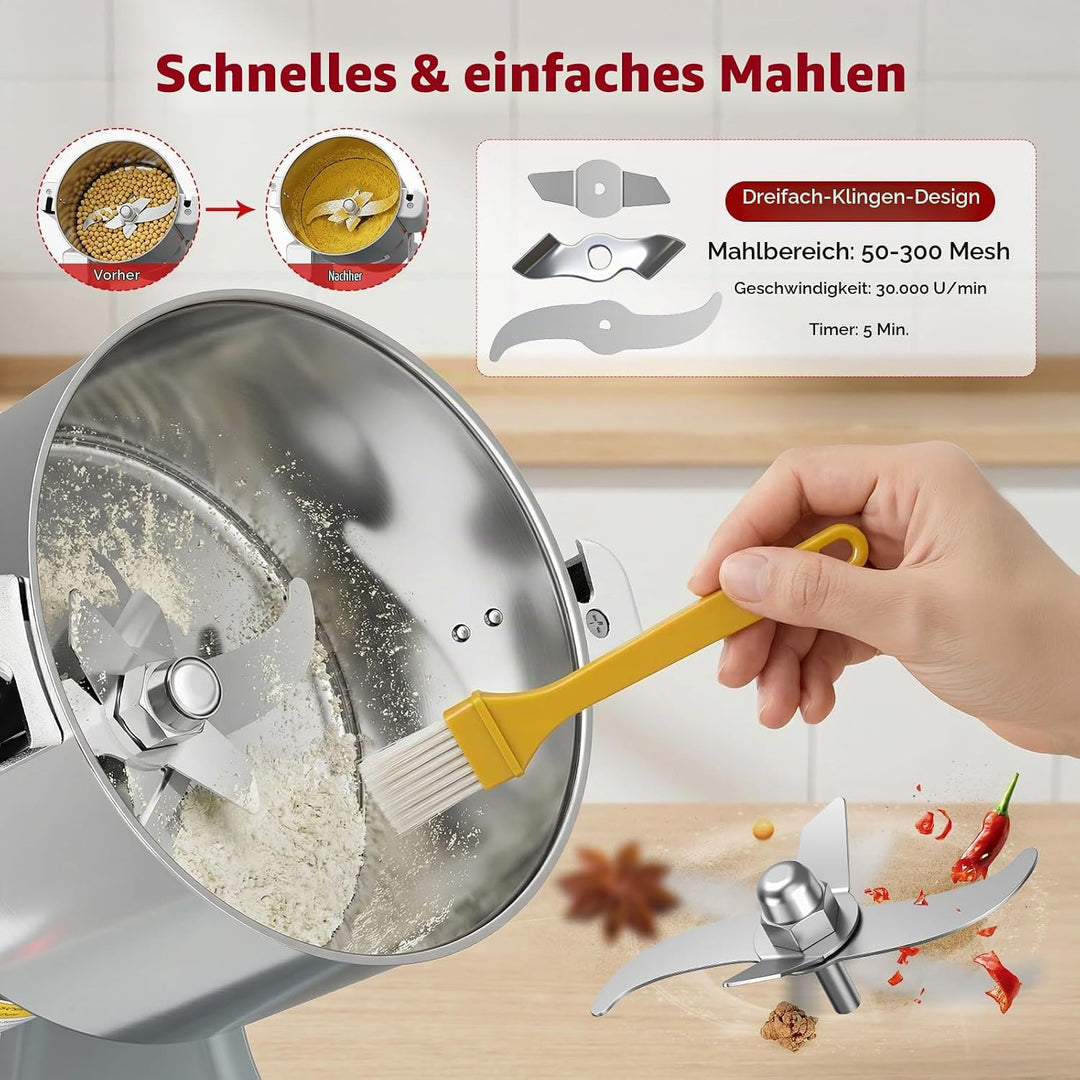 Tragbare Getreidemühle 220 V,Zum Mahlen schütteln,Hochgeschwindigkeits Schleifmaschine Mehl Pulver,D