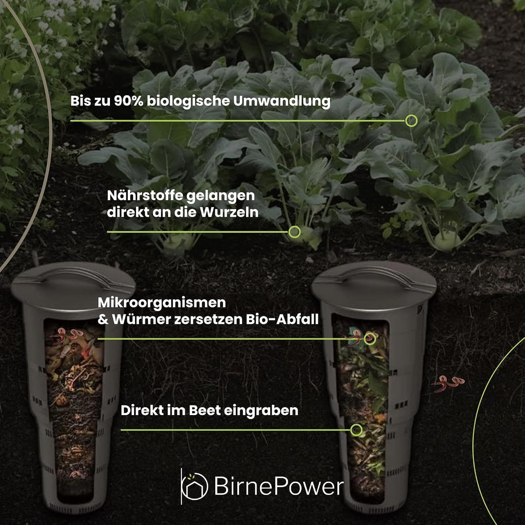 Unterirdischer Beetkomposter 11L für Garten & Hochbeet | Wurmkomposter zum Eingraben 53cm | Effektiv