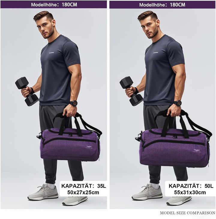 FIORETTO 35L Sporttasche &amp; Reisetasche für Damen und Herren, mit Schuhfach &amp; Nassfach, Wasserdicht T