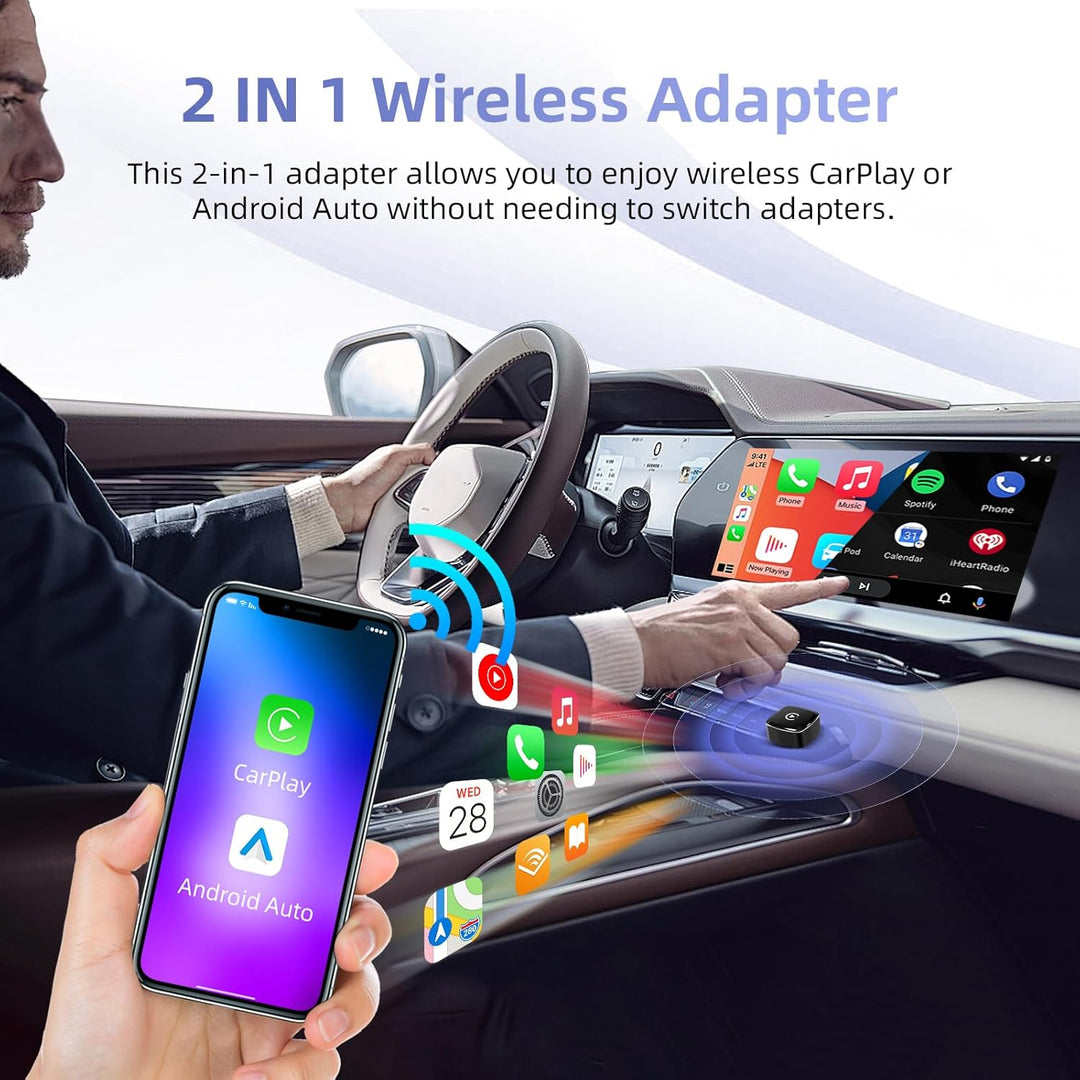 EZoneTronics 2-in-1 Wireless CarPlay Adapter, Unterstützt CarPlay Android Auto, Upgrade von Wired au