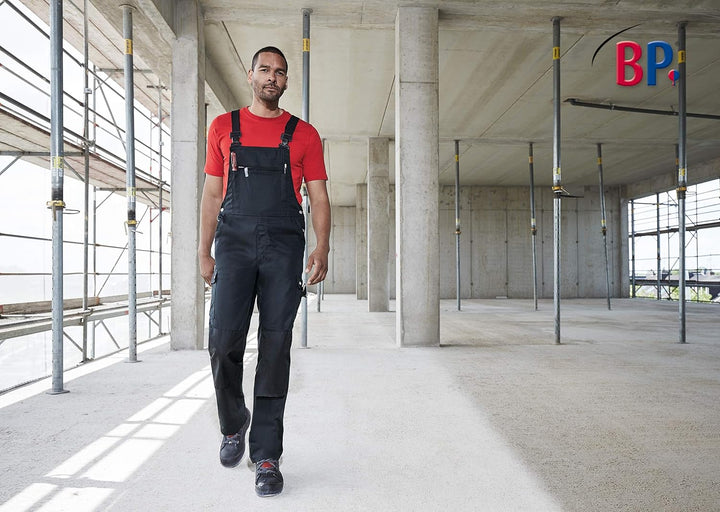 BP Workwear Basic 1482-060-10 Latzhose - Stoffhosenträger mit Gummieinsatz - Taschen für Knieschoner