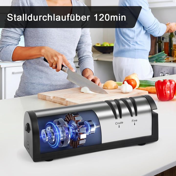Messerschärfer Elektrisch aus Edelstahl, Elektrischer Messerschärfer Profi, Ergonomisch Messer Schär