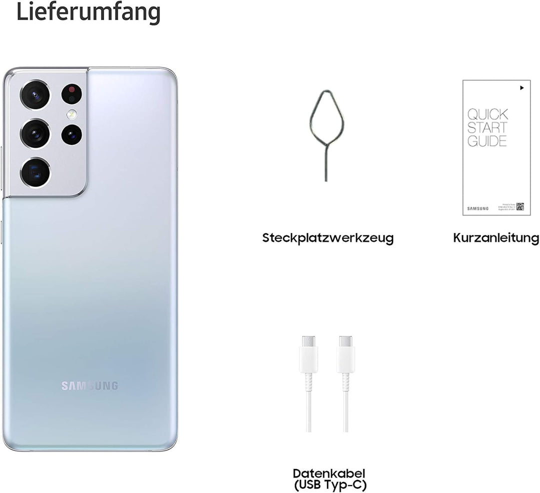 Samsung Galaxy S21 Ultra 5G, Android Smartphone ohne Vertrag, Quad-Kamera, Infinity-O Display, 256 G