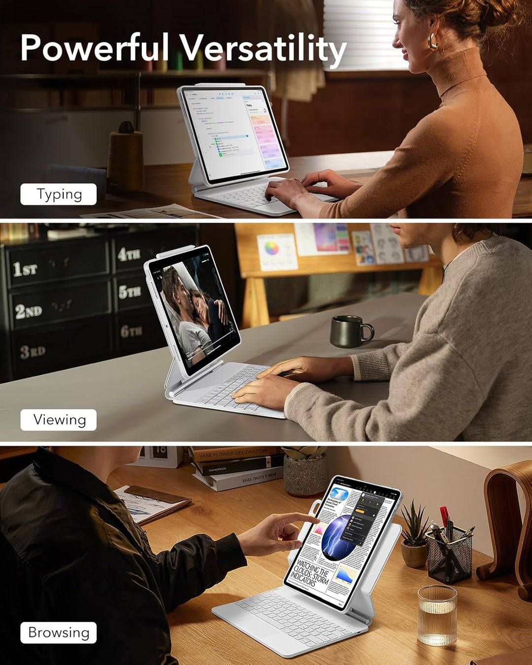 ESR iPad Pro 13 Zoll (M5/M4, 2025/2024) Hülle mit Tastatur, Tastaturhülle mit Einzustellendem Magnet