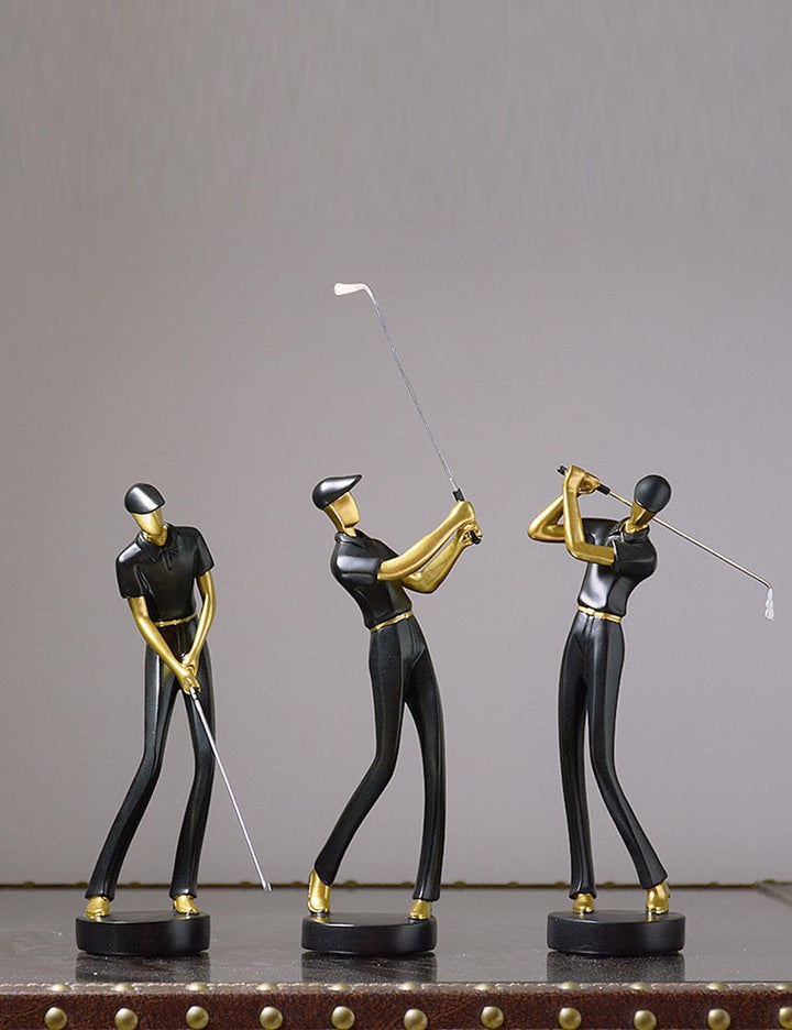 Amoy-Art Golfer Figuren Statue Modern Dekor Skulptur Wohnzimmer Kunst Golfspieler Arts Polyresin Wei