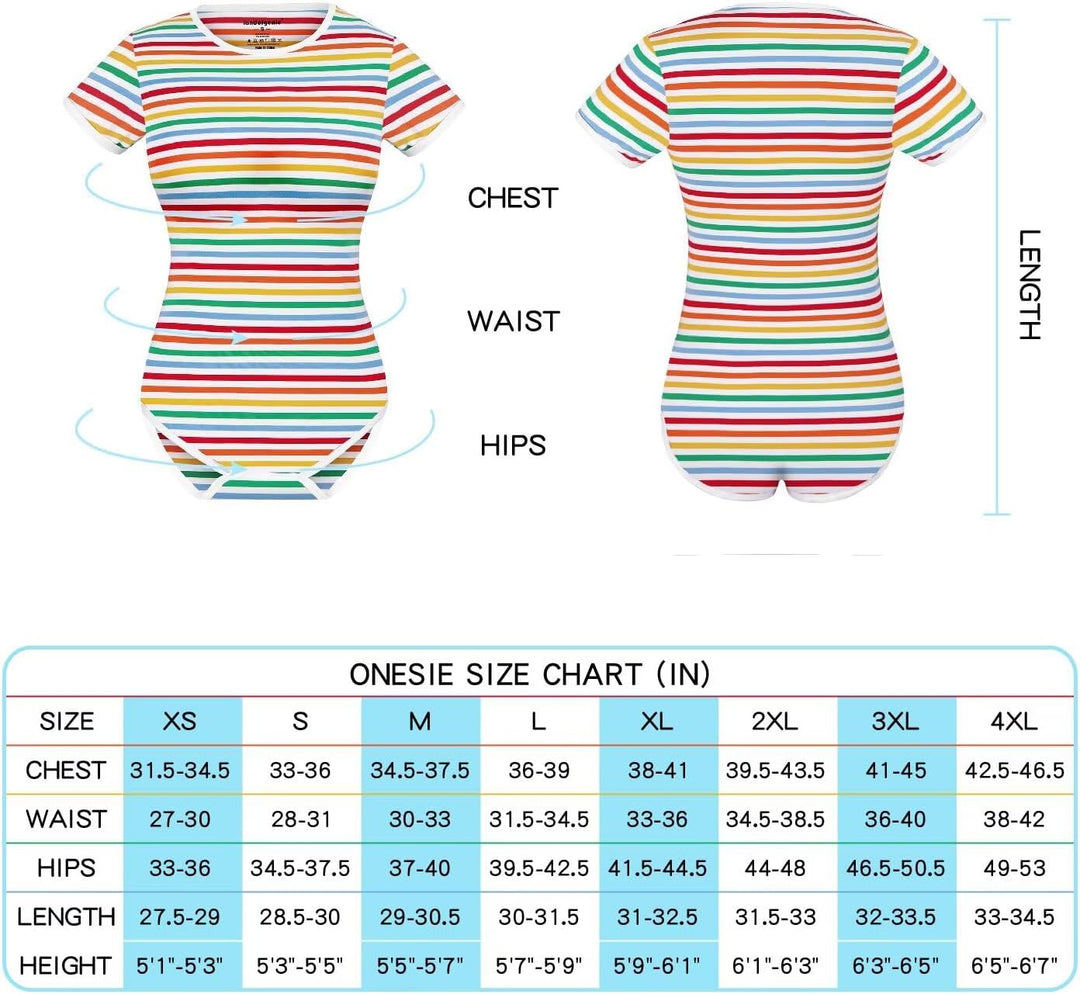 Landofgenie Bodys für Damen Einteiler Bodysuit Jumpsuit Baumwolle Kurzarm Nette Onesie Pyjamas Nacht