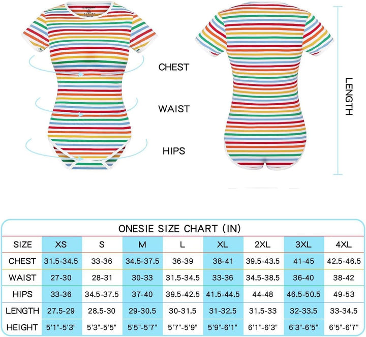 Landofgenie Bodys für Damen Einteiler Bodysuit Jumpsuit Baumwolle Kurzarm Nette Onesie Pyjamas Nacht