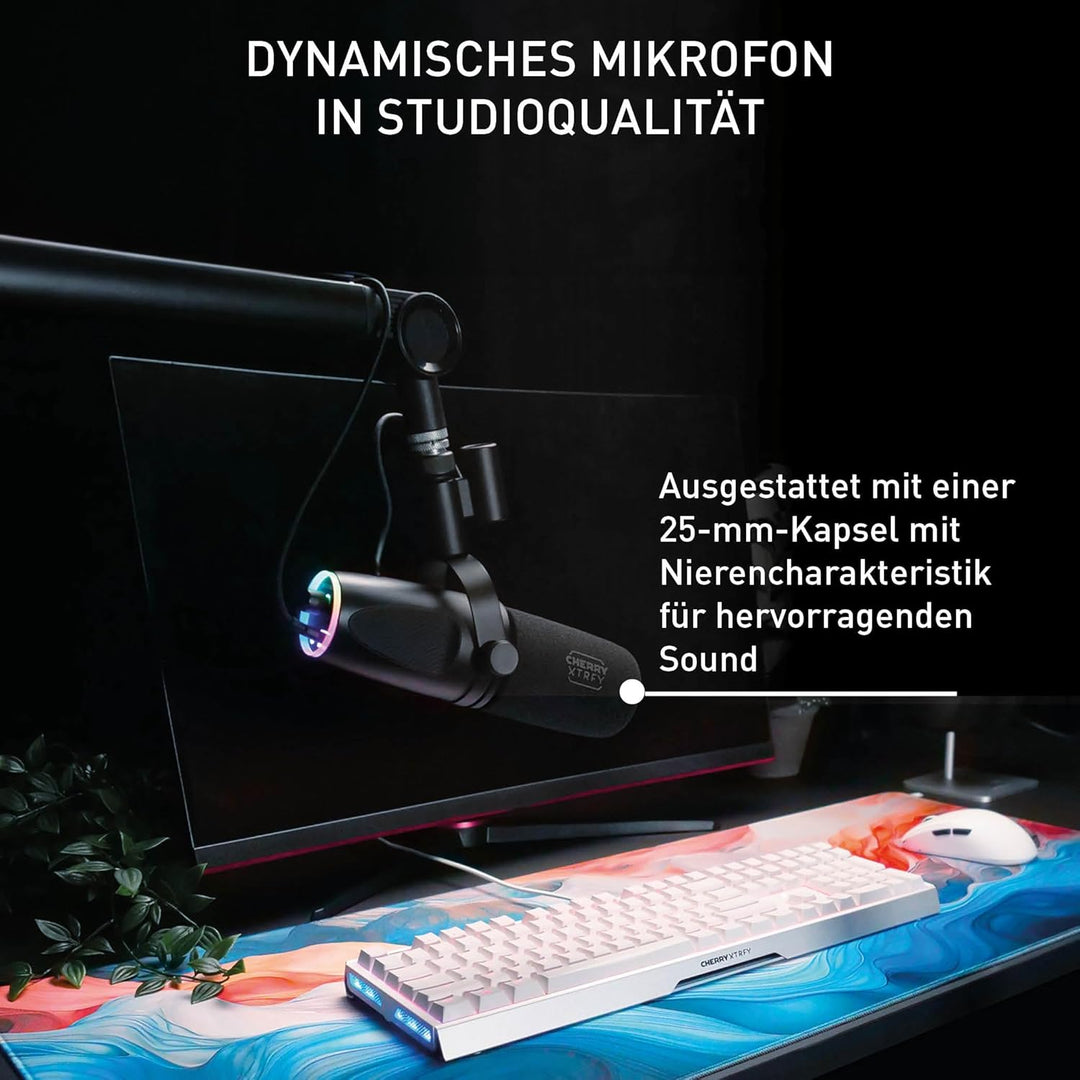 CHERRY XTRFY NGALE X, Professionelles USB- & XLR-Mikrofon für Aufnahmen, Gaming & Streaming, dynamis