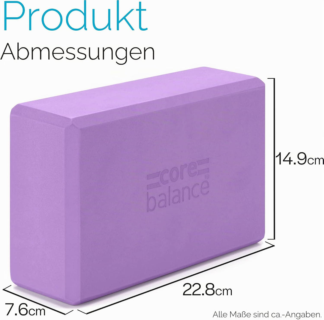 Core Balance Yoga Blocks im Doppelpack & GRATIS Yoga-Gurt, 2 STK. Eva Schaumstoff-Blöcke, robust & l