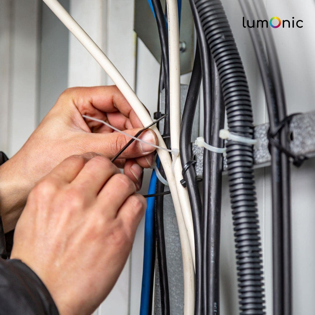 Lumonic 100x Kabelbinder 700 x 9mm I Weisse Kabelbinder in Industriequalität I Kabelbinder UV bestän