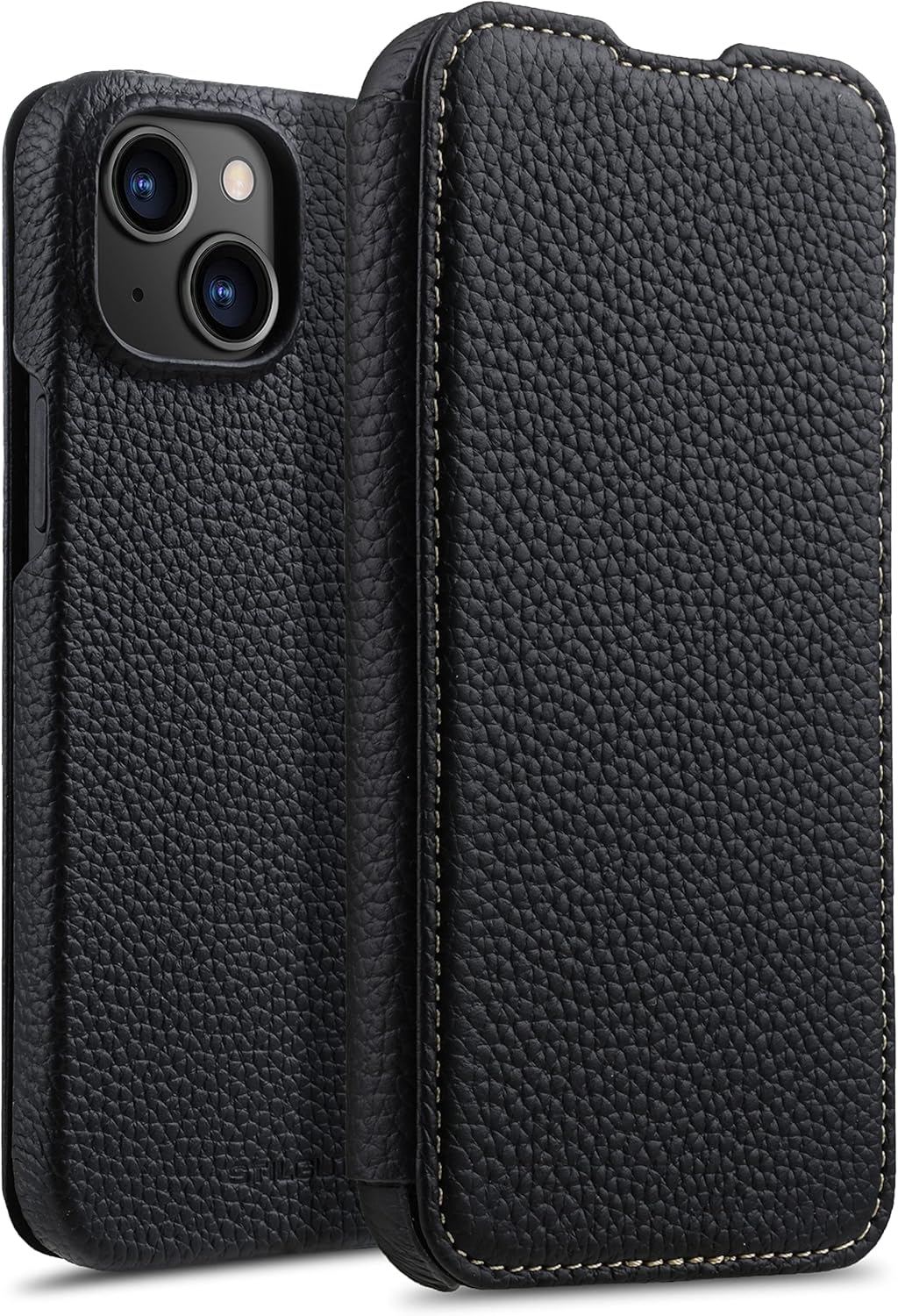 STILGUT Book Case kompatibel mit iPhone 14 (6.1“) Hülle aus Leder zum Klappen, Klapphülle, Handyhüll