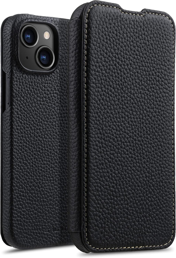 STILGUT Book Case kompatibel mit iPhone 14 (6.1“) Hülle aus Leder zum Klappen, Klapphülle, Handyhüll