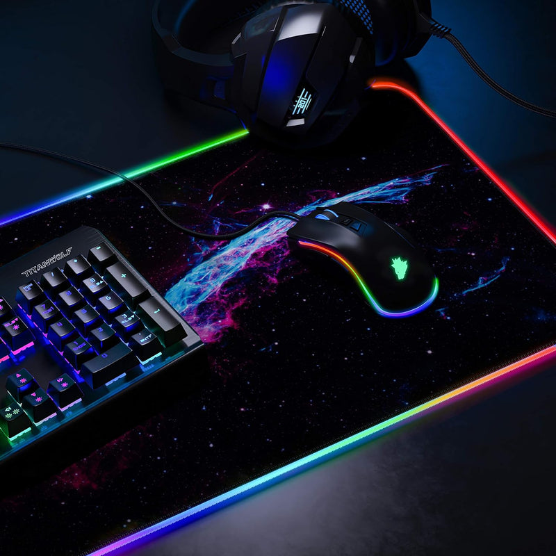 Titanwolf - RGB Gaming Mauspad - LED Schreibtischunterlage - 800x300 mm - XXL Mousepad - LED Multi C