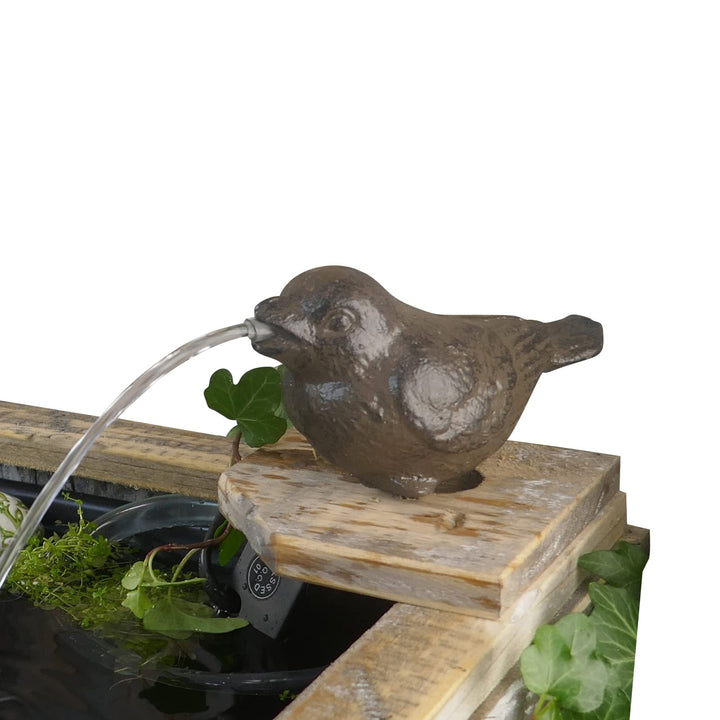 Storm's Gartenzaubereien Wasserspeier - Spatz aus Gusseisen mit Pumpe für Miniteich