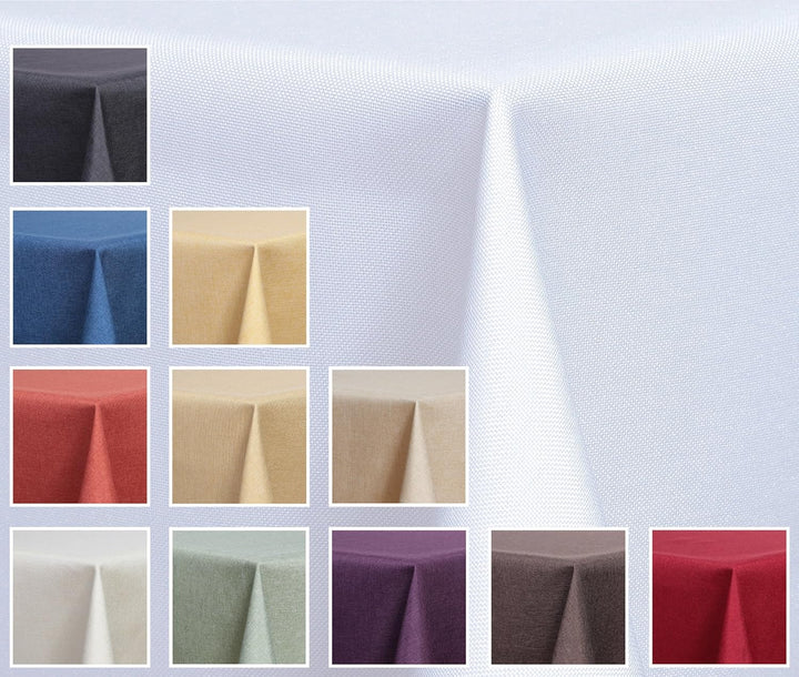 Textil Tischdecke - Leinen Optik - wasserabweisend oval (Weiss, oval 130x220) Weiss oval 130x220, We