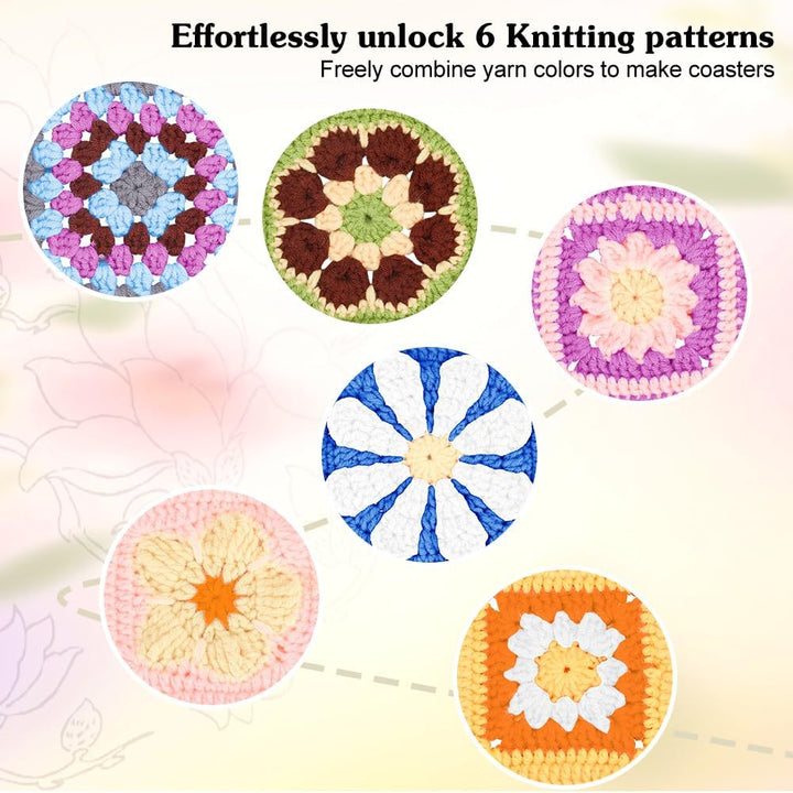 ORIGACH 6 in 1 Granny Square Häkelset Für Anfänger, DIY Starter Häkelset Für Erwachsene Mit Häkelblo