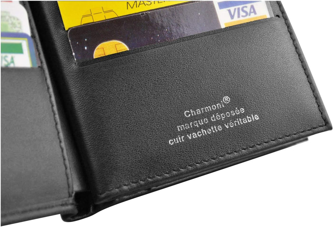 Charmoni - Max – Grosse Geldbörse – Herrengeldbörse – Anti-Piraterie – RFID-Blockierung – 4 Klappen