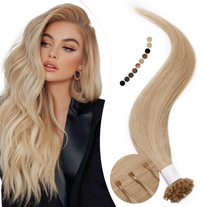 Elailite Extensions Echthaar Bondings Haarverlängerung Blond U-tip Keratin Haar Extension Glatt 25 S