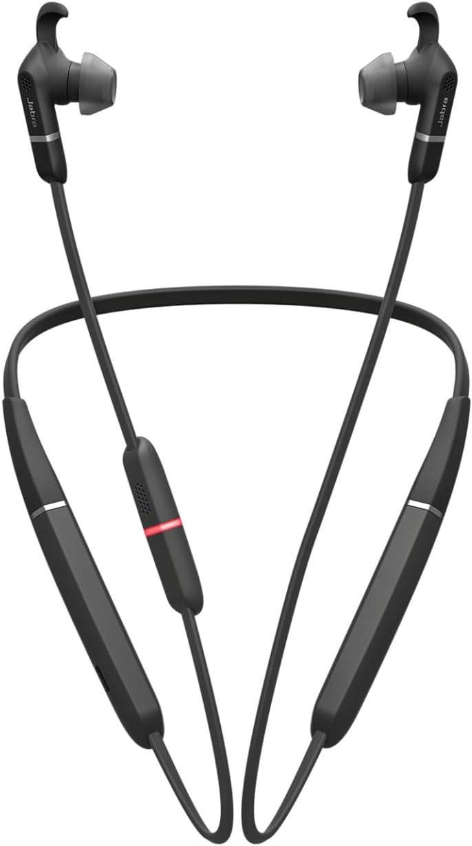 Jabra Evolve 65e In-Ear Headphones – Microsoft Certified Active Noise Cancelling Bluetooth Earbuds w