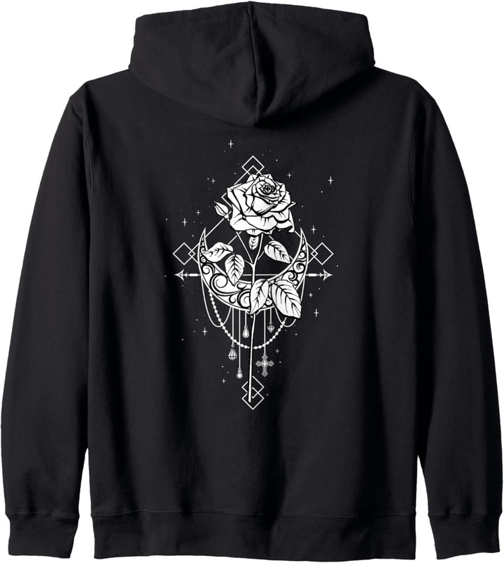 Okkult Mond Rose Gothic Hexe Wicca Goth Kapuzenjacke