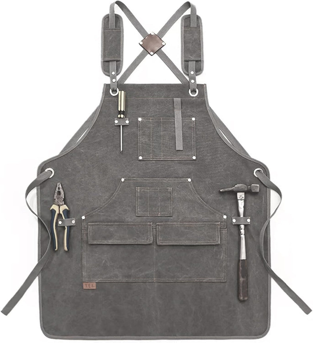 Schweisserschürze aus Leder für Männer - Robuste Grillschürze mit Werkzeugtaschen, hoher Hitzebestän