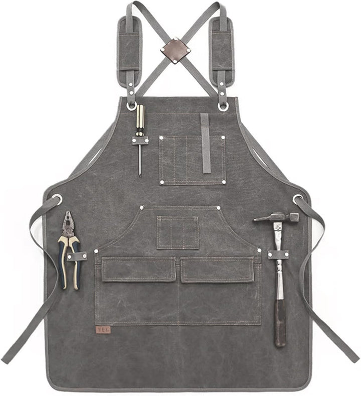 Schweisserschürze aus Leder für Männer - Robuste Grillschürze mit Werkzeugtaschen, hoher Hitzebestän