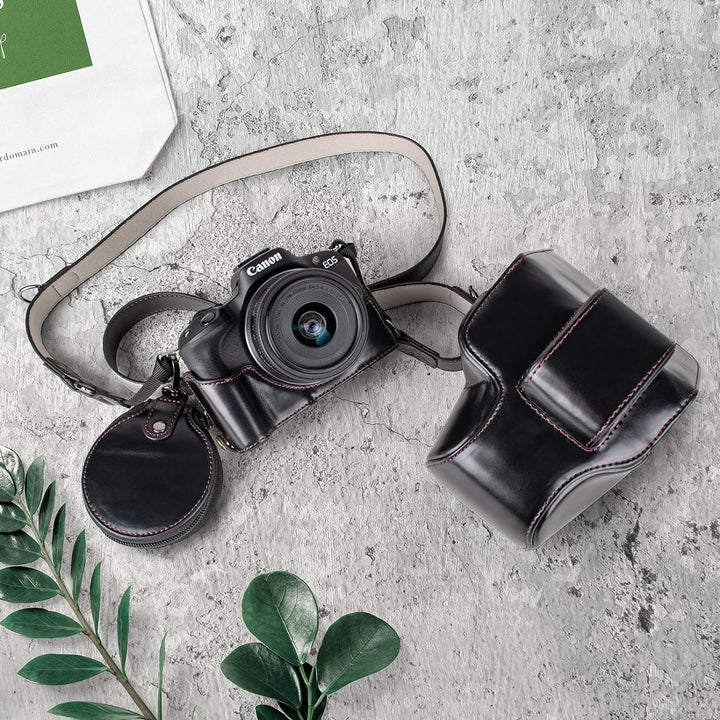 MUZIRI KINOKOO EOS R50 Schutzhülle, Retro-PU-Leder, Kameratasche für Canon EOS 50 DSLR Kamera – EOS